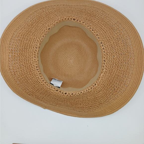 NWT J. CREW One Size Packable Wide Brim Dusty Dune Textured Summer Straw Hat Tan - Picture 9 of 10
